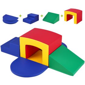 Toddler Climbing Toys Indoor, 5 Piece Climb, Crawl and Tunnel Soft Play Equipment, Foam Climbing Toys, Kids Tunnel Maze with Stairs and Ramp