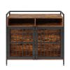 Furniture Style Dog Crate with Storage, 41 inch Dog Crate Furniture Large Breed with Double Doors, Wooden Dog Cage for Large/Medium Dog Indoor