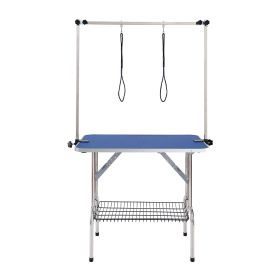 Pet Grooming Table Two Arms with Clamp, 36''x24'' Dog Grooming Station, Foldable Pets Grooming Stand for Medium and Small Dogs