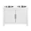 Pet Feeding Station with 2 Stainless Steel Bowls, Elevated Dog Bowls with Storage, Dog Food Storage and Feeder Station with Storage Cabinet