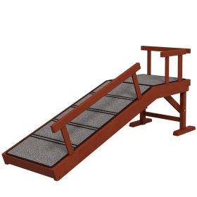 Wooden Dog Ramp with Removable Guardrails, Non-Slip Surface, 49" Long, Brown
