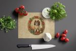 NEW English Toy Spaniel Christmas Flowers Glass Cutting Board Decorative Tempered Glass Kitchen Cutting and Serving Board Large Size Chopping Board