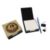 English Toy Spaniel Christmas Flowers PU Leather Note Paper Holder with Artist-Designed Cover, Desk Accessory, Office Gift
