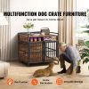 Furniture Style Dog Crate with Storage, 41 inch Dog Crate Furniture Large Breed with Double Doors, Wooden Dog Cage for Large/Medium Dog Indoor