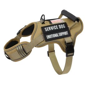 Tactical Service Dog Harness With Handle, No-Pull Adjustable Reflective Pet Vest Harness For Easy Walking And Training (Option: Linen-L)