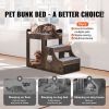 Pet Bunk Bed with Removable Stairs, Dog/Cat Window Perch with Storage, Multi-Level Bed Window Perch Dog Bedside Sleeper Couch, Small Pet Seat Platform